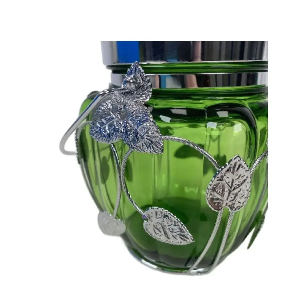 Vintage Green Ribbed Melon Glass, Musical BISCUIT JAR, Ice Bucket 1980s